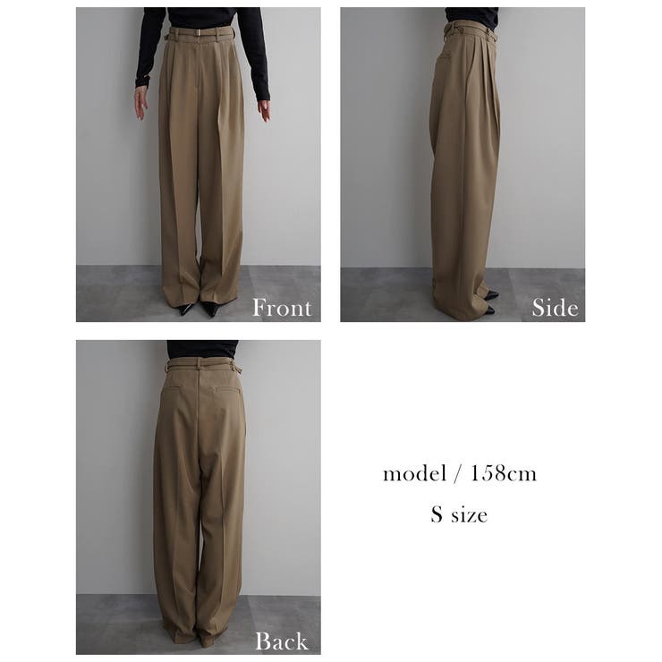 細ベルト付きセミワイドスラックス Rashik ボトム | BUYSENSE | 詳細画像4 
