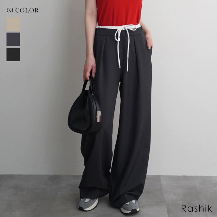 ダブルウエストワイドスラックス Rashik ボトム | BUYSENSE | 詳細画像1 
