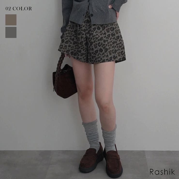 レオパードワイドショートパンツRashik ボトム 大人カジュアル | BUYSENSE | 詳細画像1 