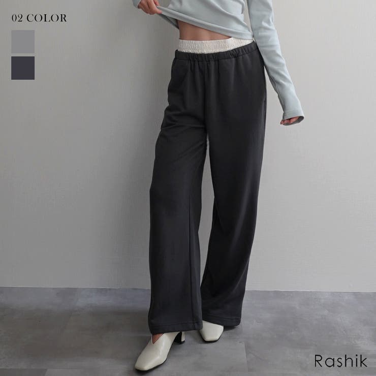 レースレイヤードスウェットパンツRashik パンツ 大人カジュアル | BUYSENSE | 詳細画像1 