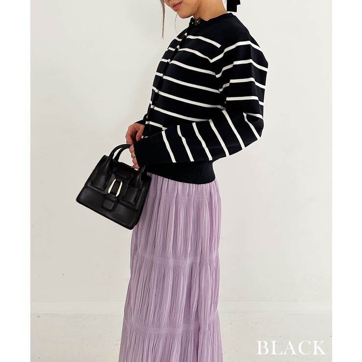 ネイビー | 細ボーダーカーディガン Rashik カーディガン | BUYSENSE