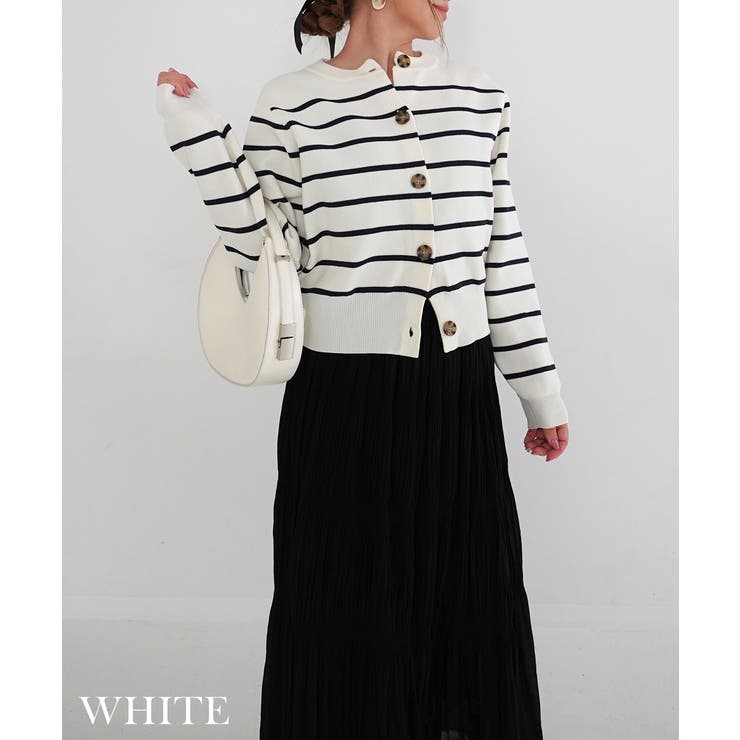 ホワイト | 細ボーダーカーディガン Rashik カーディガン | BUYSENSE