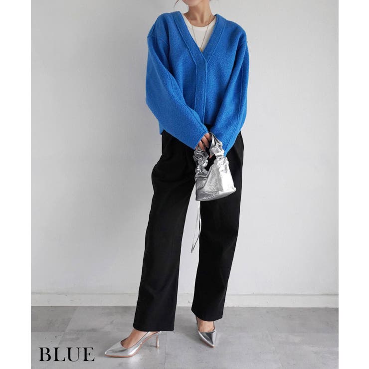 ブルー | オーバーVネックカーディガン Rashik カーディガン | BUYSENSE