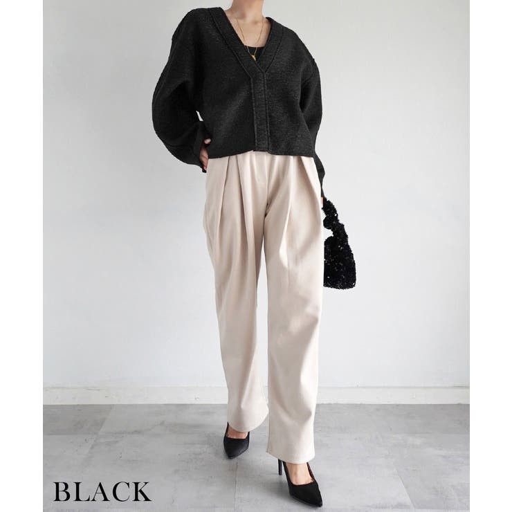 ブラック | オーバーVネックカーディガン Rashik カーディガン | BUYSENSE