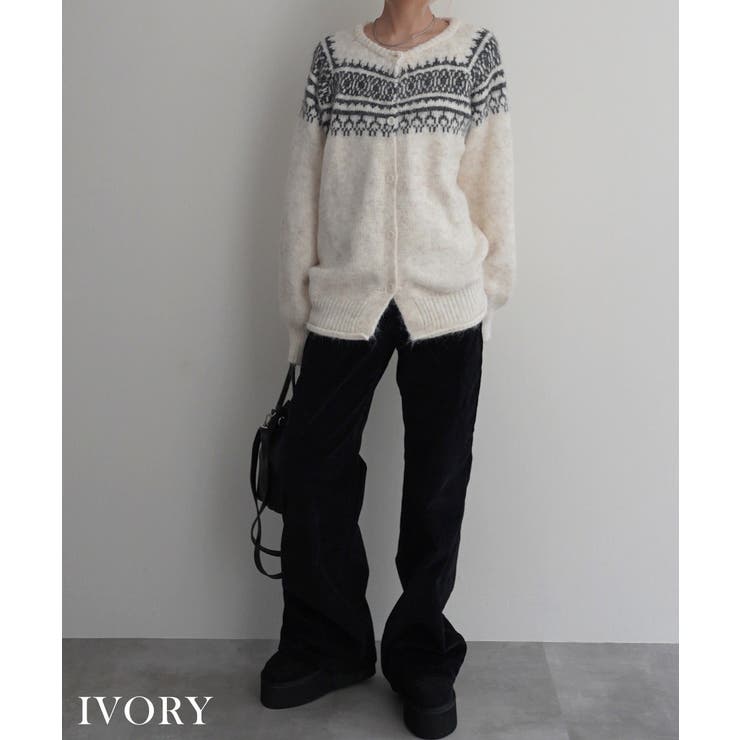 アイボリー | ノルディックニットカーディガンRashik カーディガン 大人カジュアル | BUYSENSE