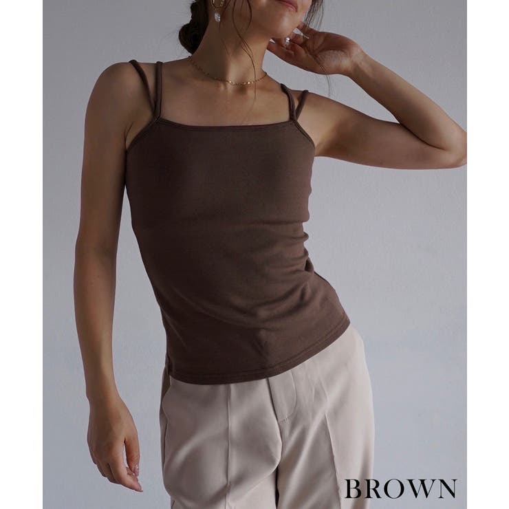 ブラウン | ダブルストラップキャミソール Rashik カットソー | BUYSENSE