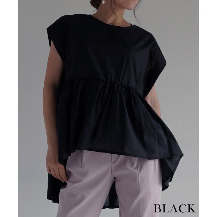 ブラック | ボリュームフレアブラウス Rashik カットソー | BUYSENSE
