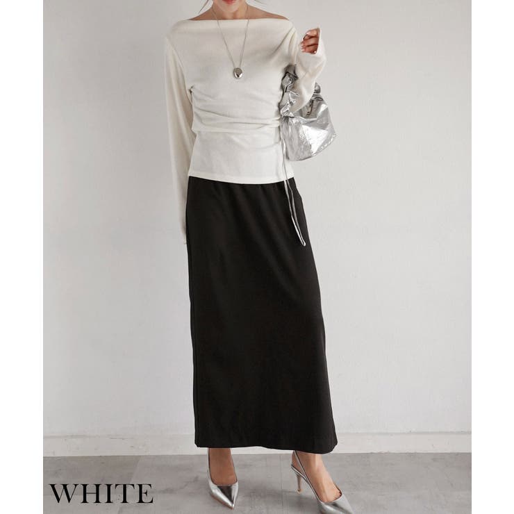 ホワイト | ボートネックトップス Rashik カットソー | BUYSENSE