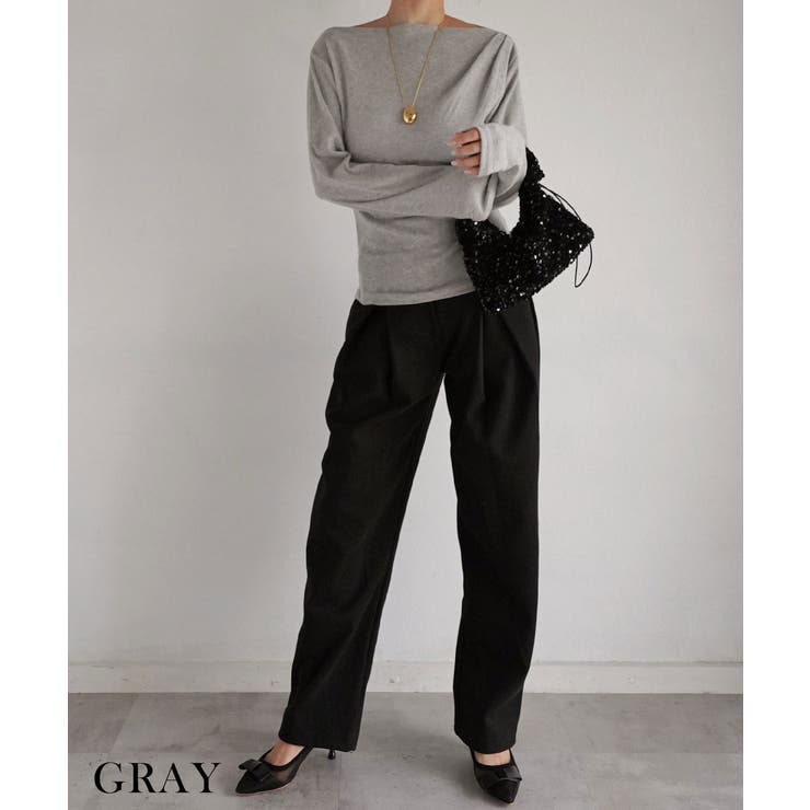 グレー | ボートネックトップス Rashik カットソー | BUYSENSE