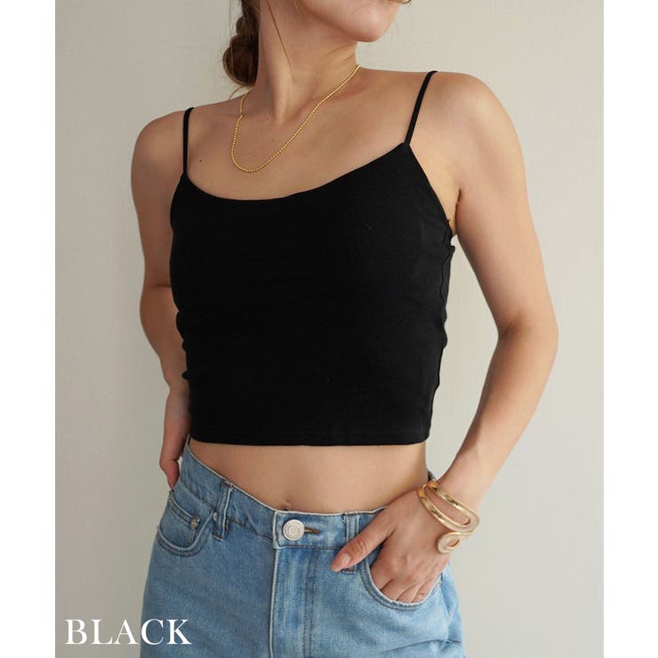 ブラック | カップショートキャミソールRashik カットソー 大人カジュアル | BUYSENSE