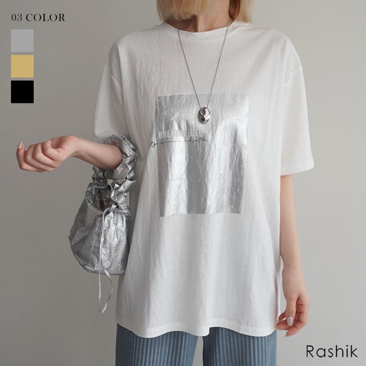 箔プリント冷感TシャツRashik カットソー 大人カジュアル | BUYSENSE | 詳細画像1 