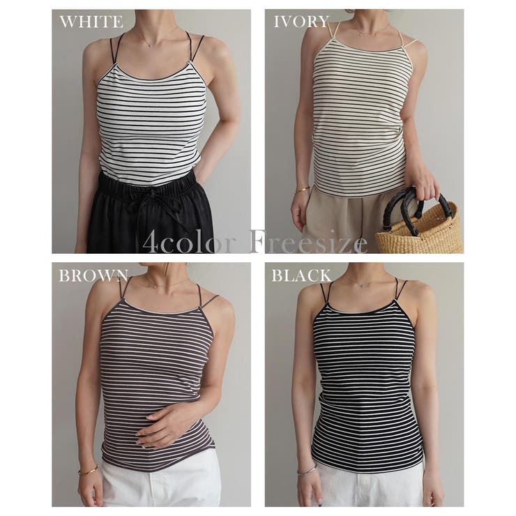 バッククロスボーダーリブキャミソール Rashik カットソー | BUYSENSE | 詳細画像2 