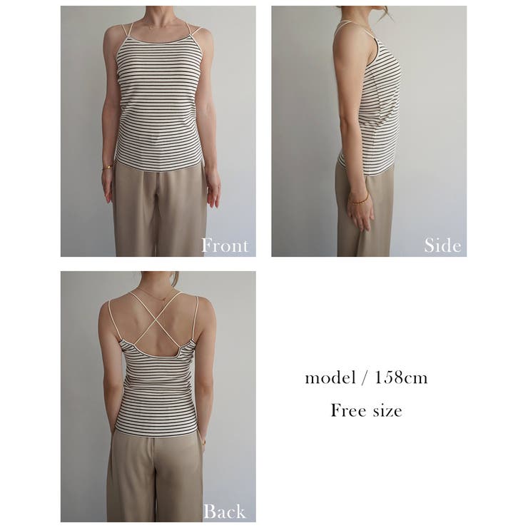 バッククロスボーダーリブキャミソール Rashik カットソー | BUYSENSE | 詳細画像4 