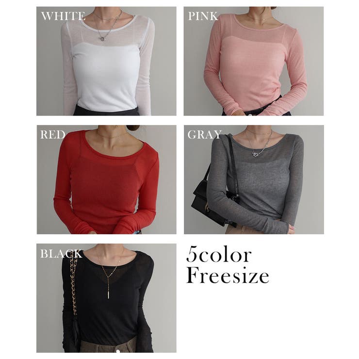 リブシアークルーネックトップス Rashik カットソー | BUYSENSE | 詳細画像2 