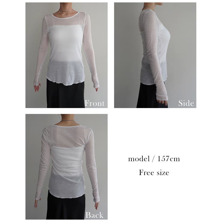 リブシアークルーネックトップス Rashik カットソー | BUYSENSE | 詳細画像4 