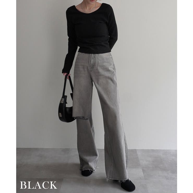 ディープラウンドネックトップスRashik カットソー 大人カジュアル | BUYSENSE | 詳細画像10 