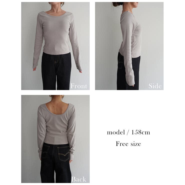 ディープラウンドネックトップスRashik カットソー 大人カジュアル | BUYSENSE | 詳細画像4 