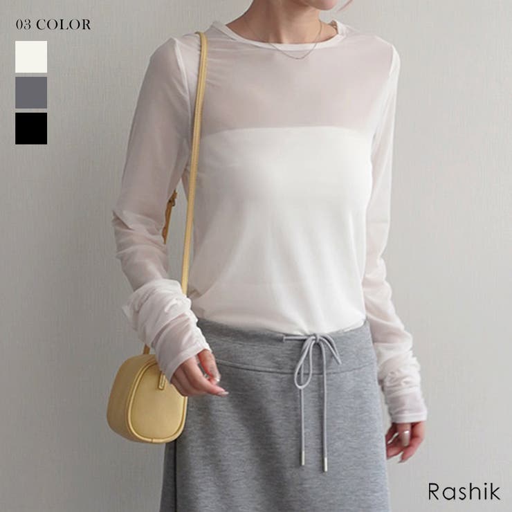 袖シャーリングシアートップスRashik カットソー 大人カジュアル | BUYSENSE | 詳細画像1 