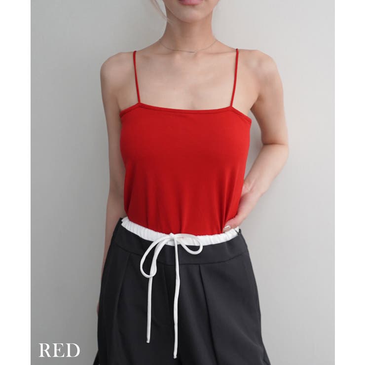 レッド | 接触冷感カップ付きベアキャミソール Rashik カットソー | BUYSENSE