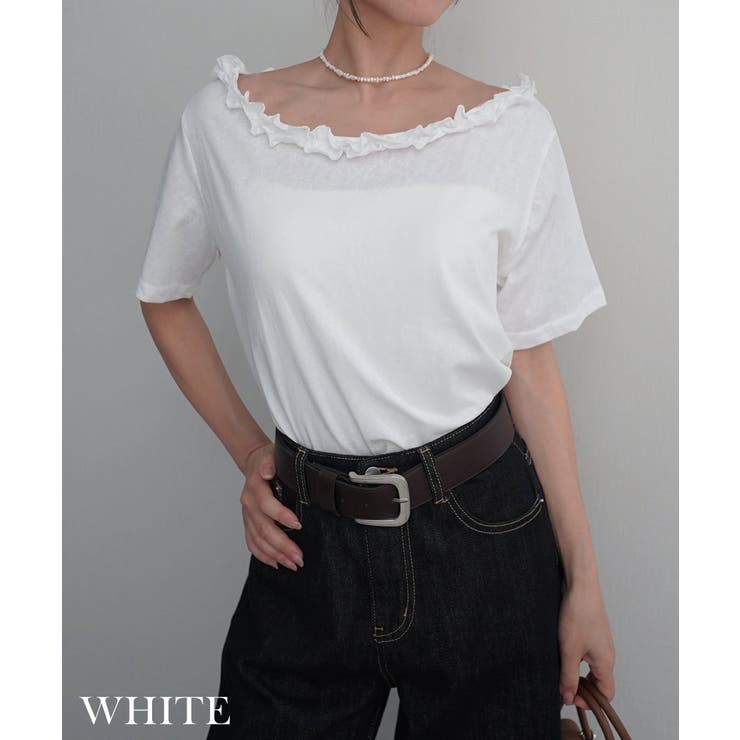 フリルネックワンショルTシャツRashik カットソー 大人カジュアル | BUYSENSE | 詳細画像4 