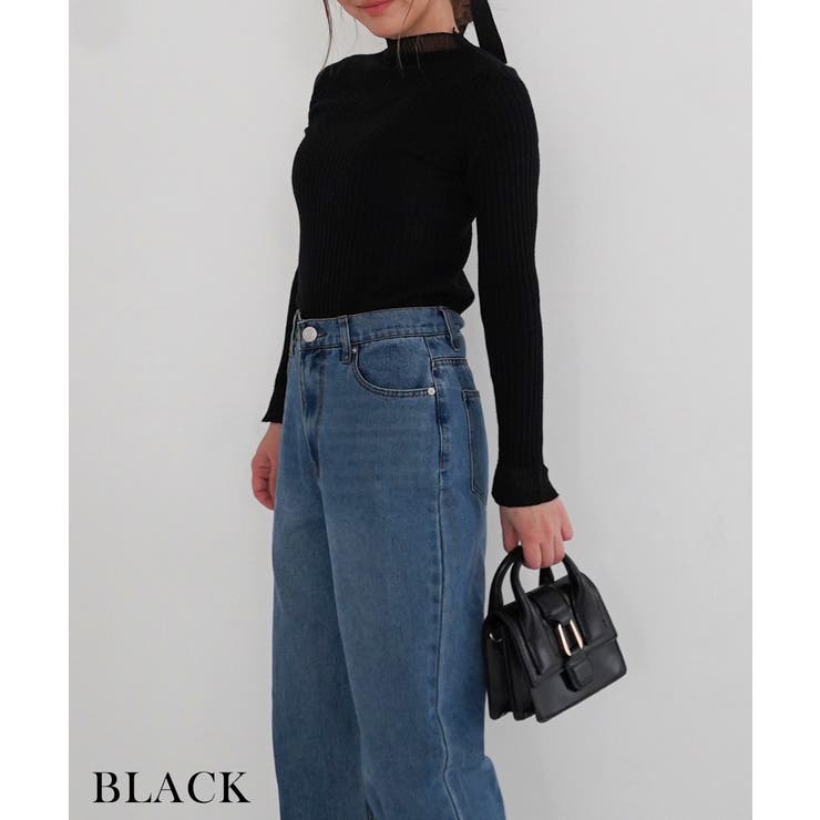 ブラック | キャンディレースプリーツニット Rashik ニット | BUYSENSE