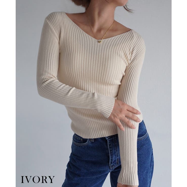 アイボリー | Vネックニットトップス Rashik ニット | BUYSENSE