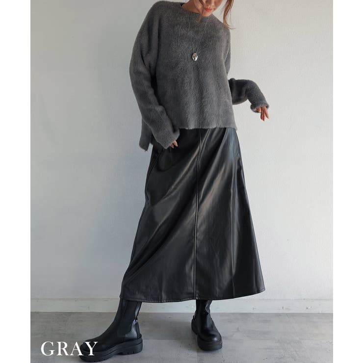 グレー | フェザーヤーンプルオーバー Rashik ニット | BUYSENSE