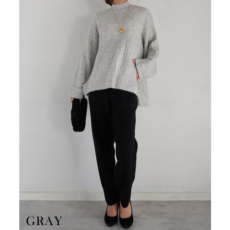 グレー | ハイネックニットトップス Rashik ニット | BUYSENSE