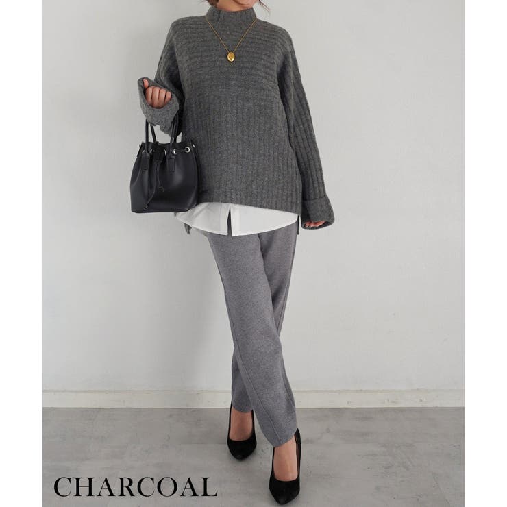 チャコール | ハイネックニットトップス Rashik ニット | BUYSENSE