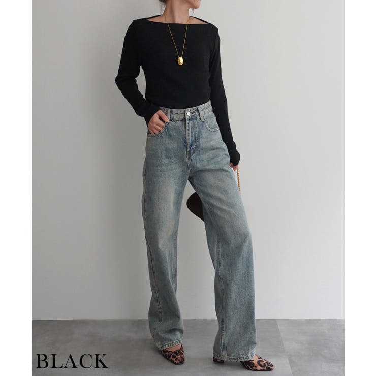 ブラック | ボートネックニットRashik ニット 大人カジュアル | BUYSENSE