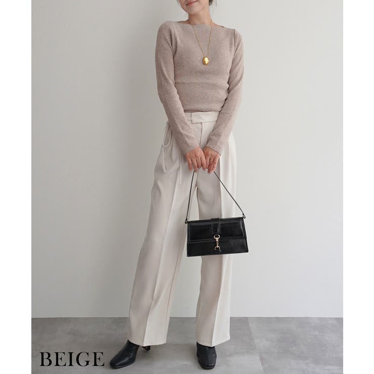 ベージュ | ボートネックニットRashik ニット 大人カジュアル | BUYSENSE