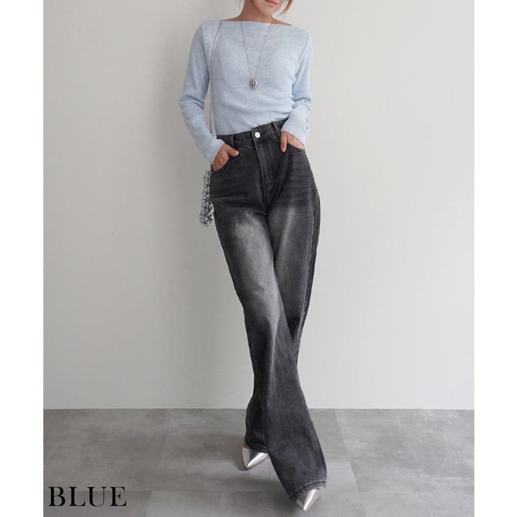 ブルー | ボートネックニットRashik ニット 大人カジュアル | BUYSENSE