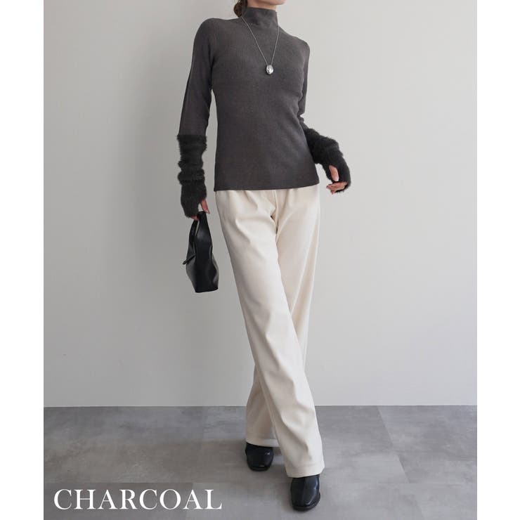 チャコール | スリーブシャギーニットRashik ニット 大人カジュアル | BUYSENSE