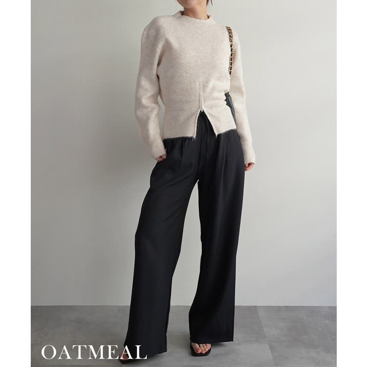 オートミール | ウエストジップニットRashik ニット 大人カジュアル | BUYSENSE