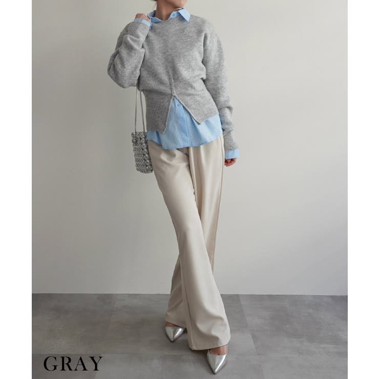 グレー | ウエストジップニットRashik ニット 大人カジュアル | BUYSENSE