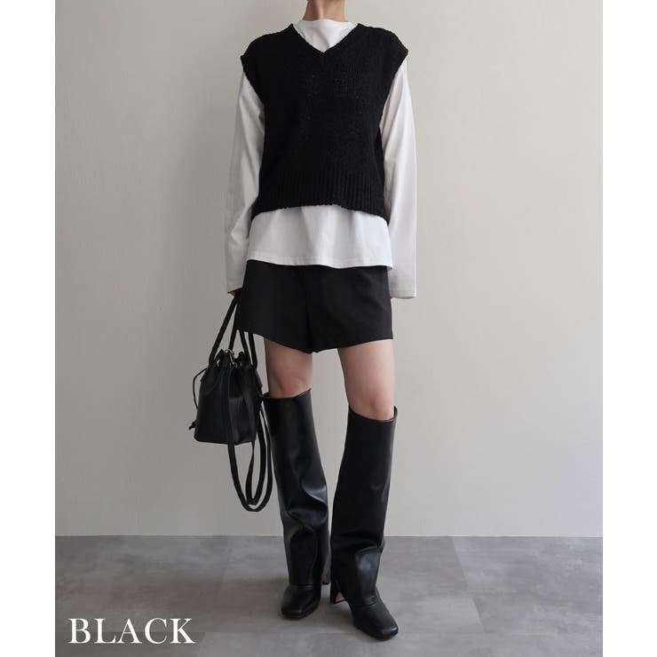 VネックニットショートベストRashik ニット 大人カジュアル | BUYSENSE | 詳細画像11 