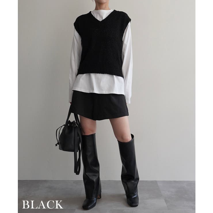 VネックニットショートベストRashik ニット 大人カジュアル | BUYSENSE | 詳細画像12 