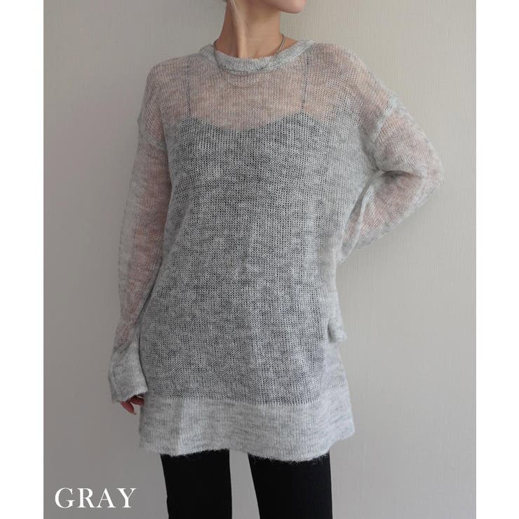 グレー | モヘアローゲージニットRashik ニット 大人カジュアル | BUYSENSE