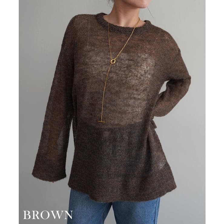 ブラウン | モヘアローゲージニットRashik ニット 大人カジュアル | BUYSENSE