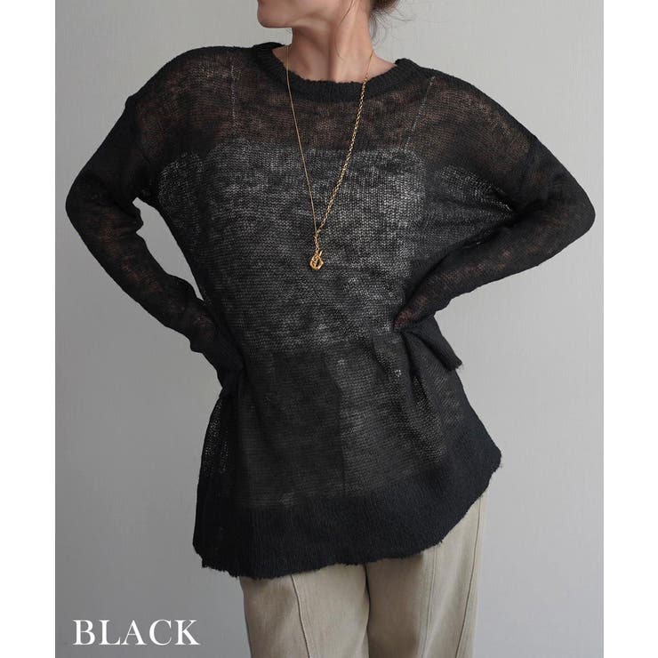 ブラック | モヘアローゲージニットRashik ニット 大人カジュアル | BUYSENSE