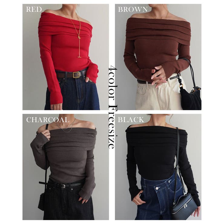 オフショルダーギャザーニット Rashik ニット | BUYSENSE | 詳細画像2 