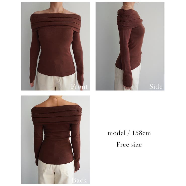 オフショルダーギャザーニット Rashik ニット | BUYSENSE | 詳細画像4 