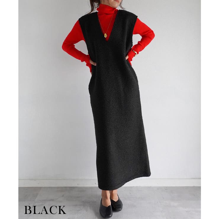ブラック | Vネックワンピース Rashik ワンピース | BUYSENSE