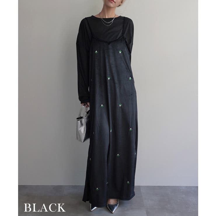 フラワー刺繍ベロア調ワンピースRashik ワンピース 大人カジュアル | BUYSENSE | 詳細画像13 