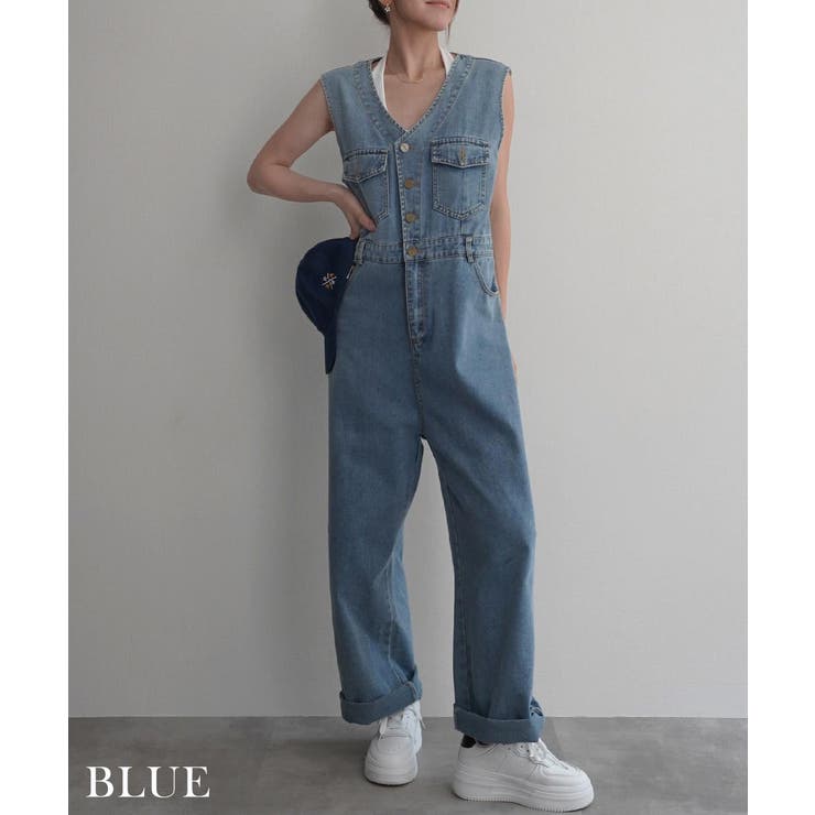 VネックデニムオールインワンRashik ワンピース 大人カジュアル | BUYSENSE | 詳細画像5 