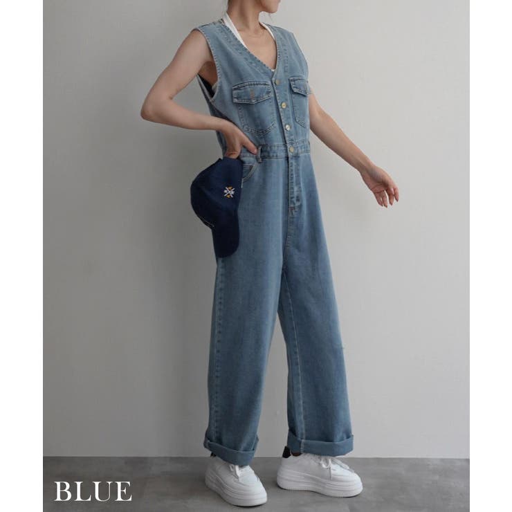 VネックデニムオールインワンRashik ワンピース 大人カジュアル | BUYSENSE | 詳細画像6 
