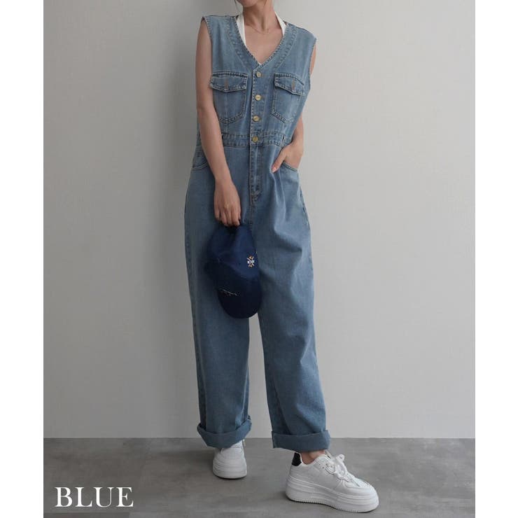 VネックデニムオールインワンRashik ワンピース 大人カジュアル | BUYSENSE | 詳細画像7 