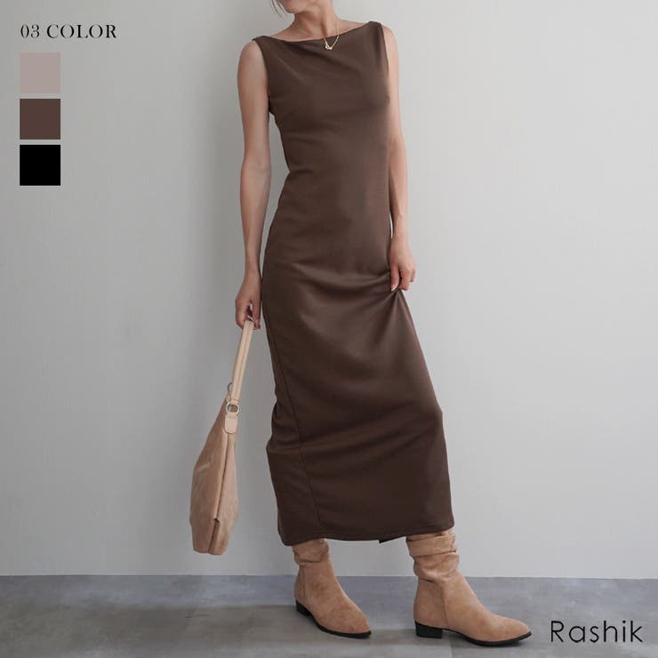 スリムフィットボートネックワンピースRashik ワンピース 大人カジュアル | BUYSENSE | 詳細画像1 
