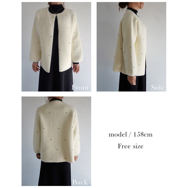 ビジューニットジャケット Rashik アウター[品番：BYST0002056