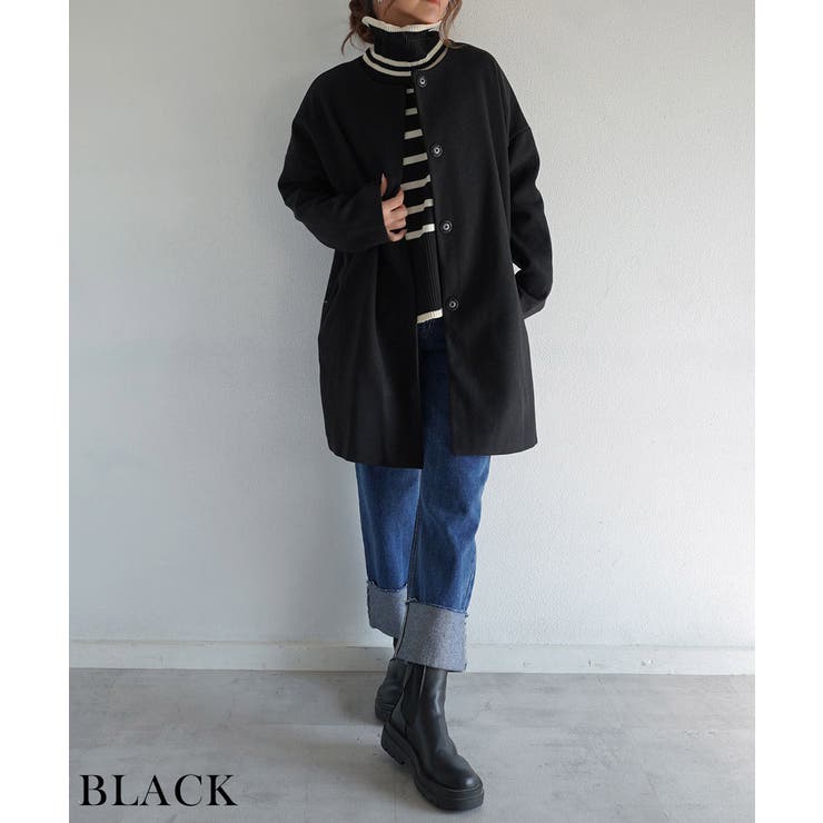 ノーカラーコクーンコート Rashik アウター | BUYSENSE | 詳細画像9 